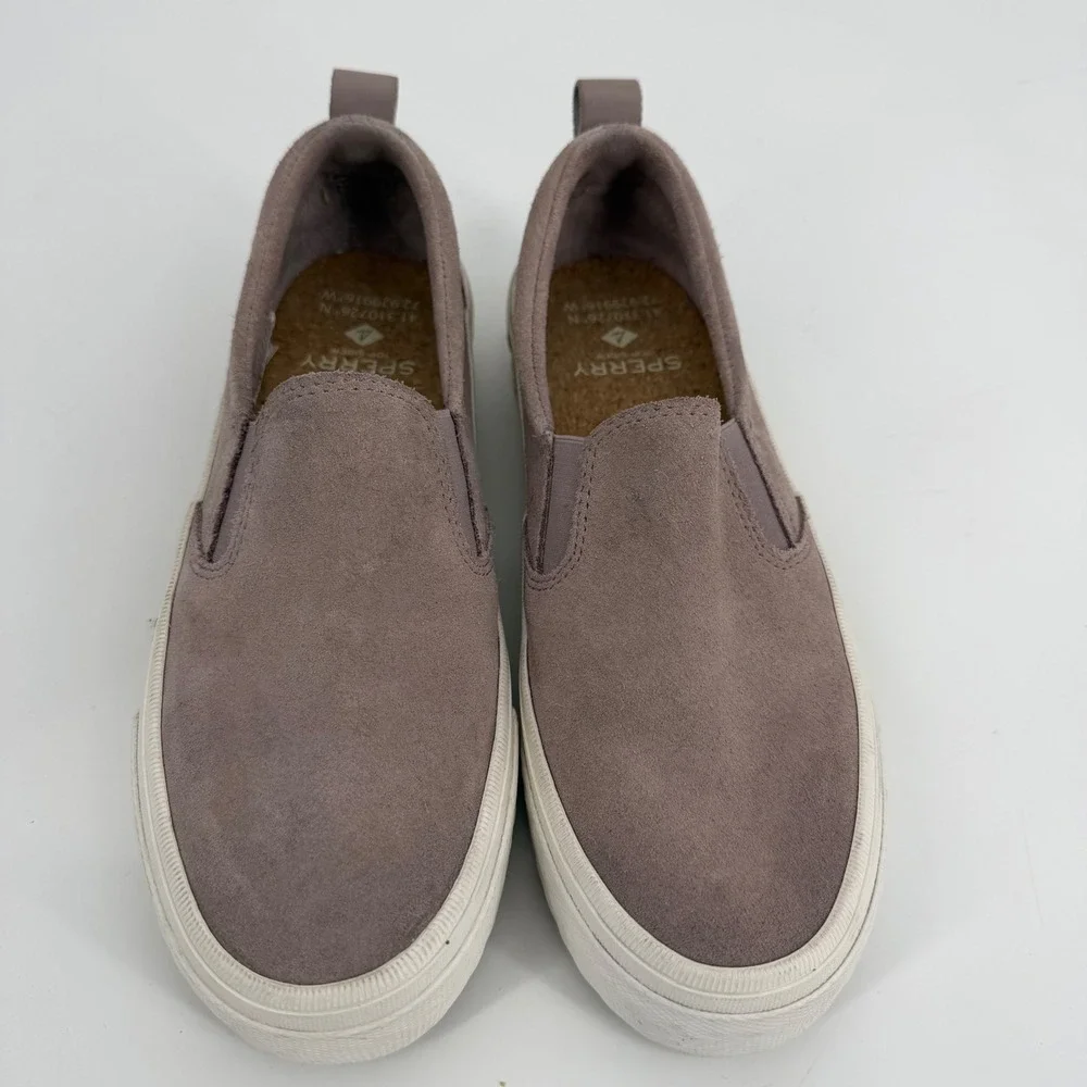 Sperry Crest Vibe Espadrille Women Size 6 Mauve Purple Suede Slip On Sneakers
